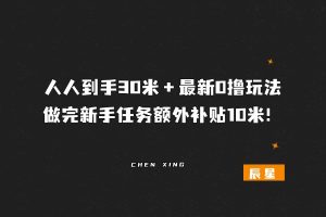 人人到手30米＋，最新0撸玩法，做完新手任务额外补贴10米！-辰星