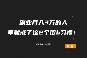 副业月入3万的人，早就戒了这2个傻b习惯！-辰星